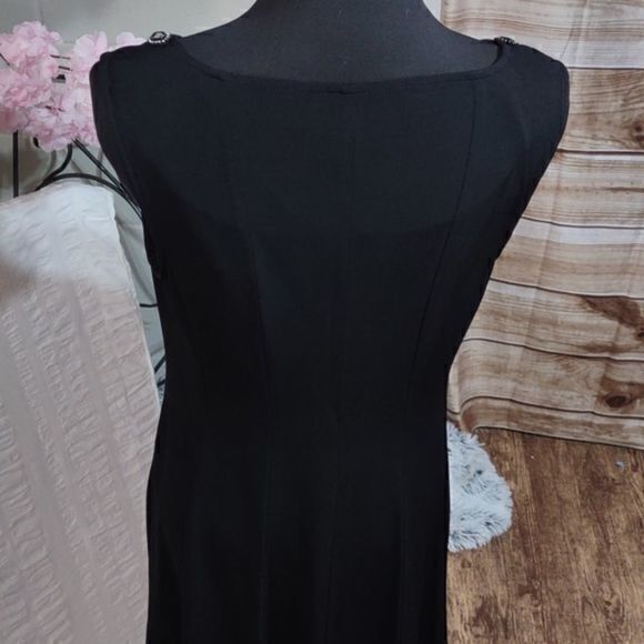 Connected Apparel Sleeveless Black Dress with Front Collar Detail Sz 12P - Picture 5 of 8
